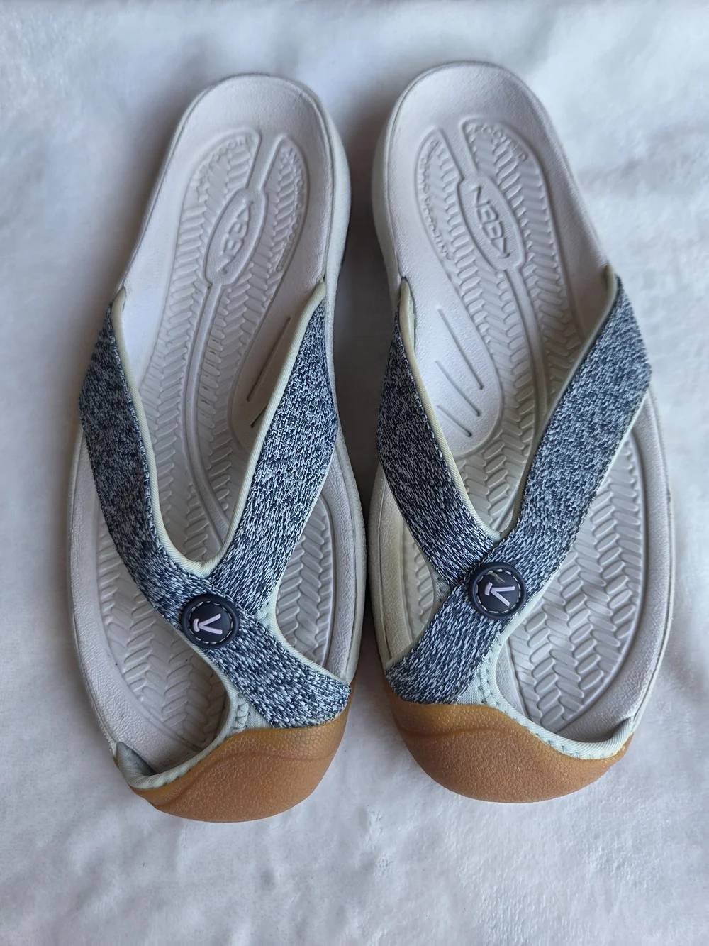 KEEN Kona Flip II Sandals Women's US 8 Gray White Comfort Flip Flops